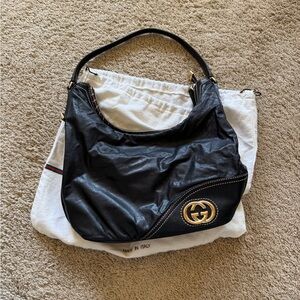Gucci Black Leather Britt Small Hobo Handbag